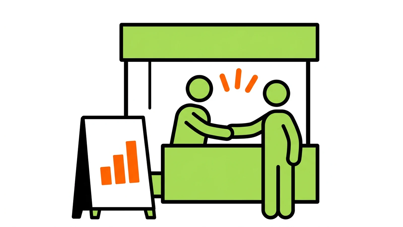 商談につながる会話をするスタッフのイラスト