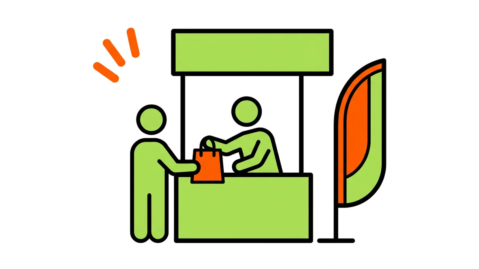 ノベルティを配るキャンペーンスタッフのイラスト